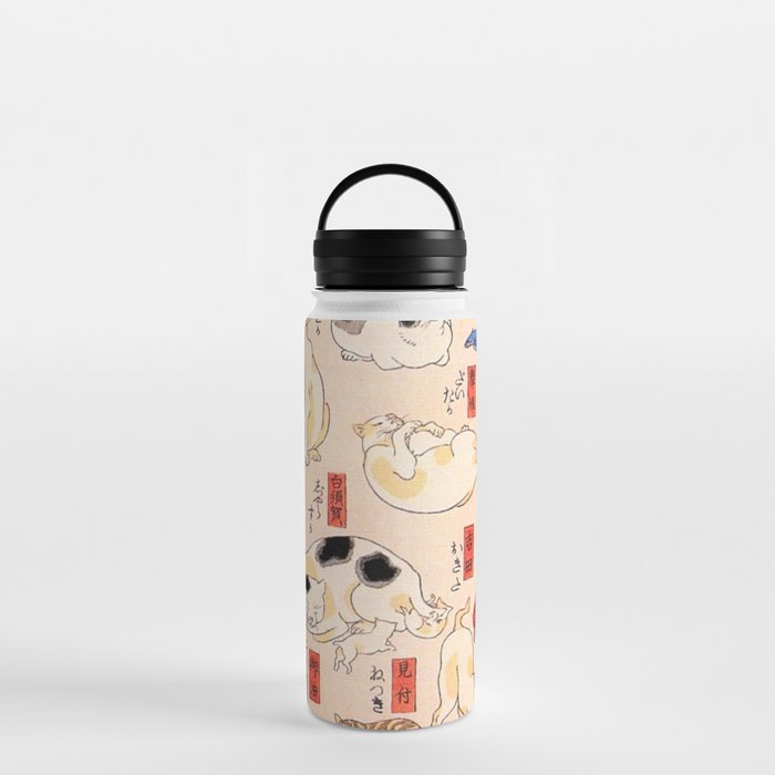 Cats for the Stations and Positions of the Tokaido Road print 2 portrait Water Bottle