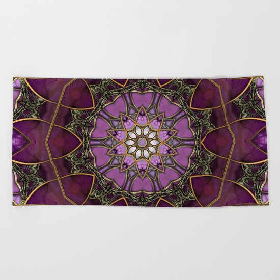 Amethyst Pink Mandala Beach Towel