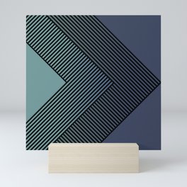 Pale Teal Vibes - Geometric Triangle Stripes Mini Art Print