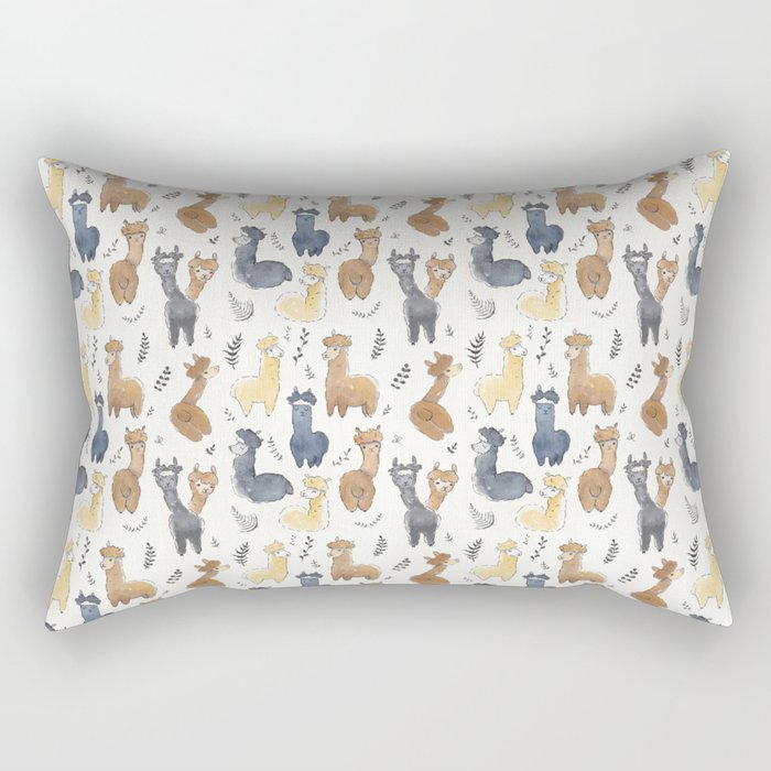 Cute Alpacas Illustration Pattern Rectangular Pillow