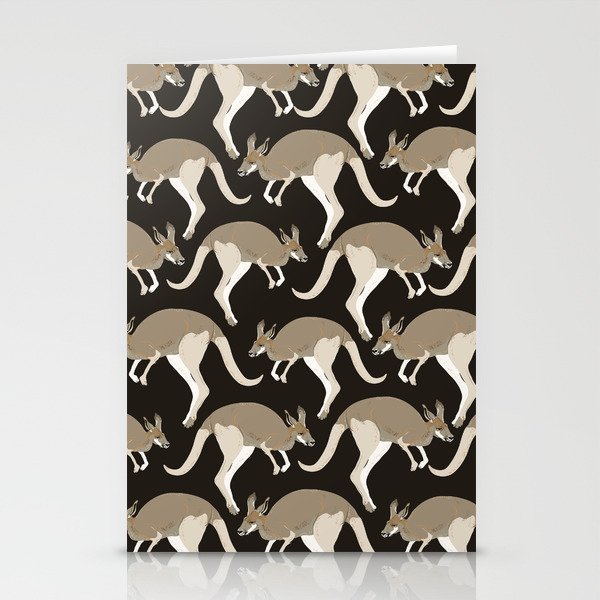 Kangaroo on dark, black background Stationery Cards