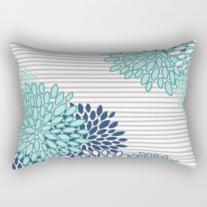 Floral Prints Navy Blue and Grey by Megan Morris on Rectangular Pillow Society6 Abstract 