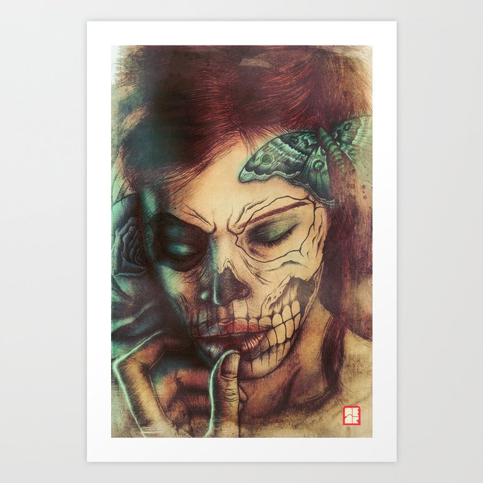 Skull Girl Art Print