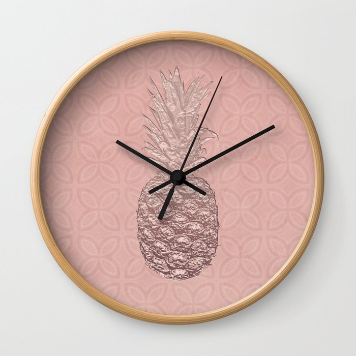 Precious Pineapple Pattern Rose Gold Wall Clock