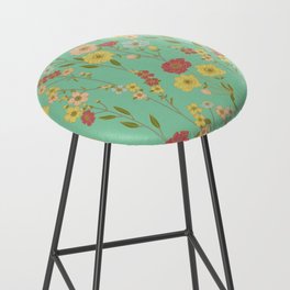 Poppy's in Bloom Meadow Sea Green Wildflower Botanical Seamless Pattern Bar Stool