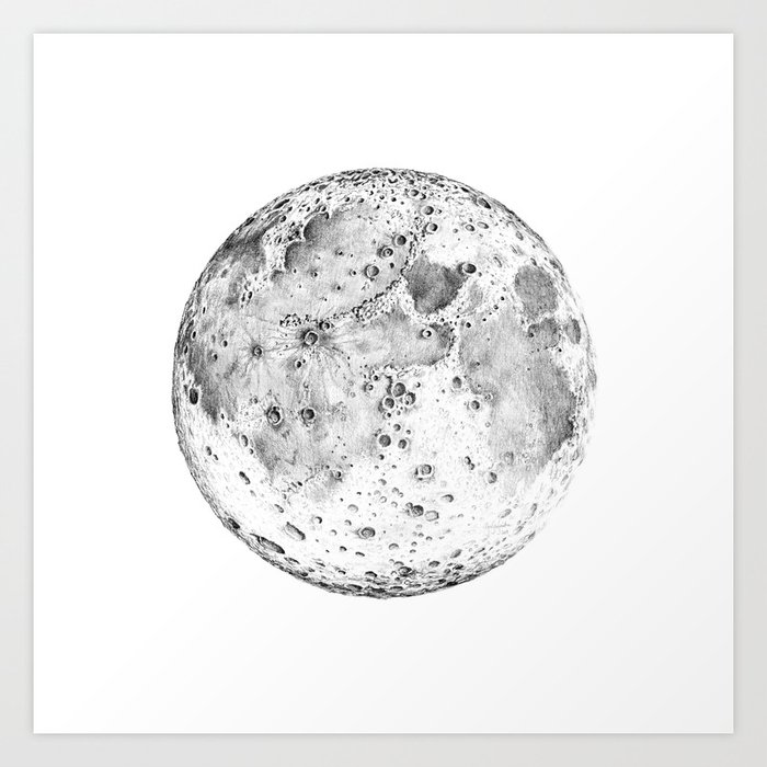 Full Moon Pencil Drawing Art Print