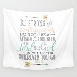 Joshua 1:9 Christian Bible Verse Typography Design Wall Tapestry