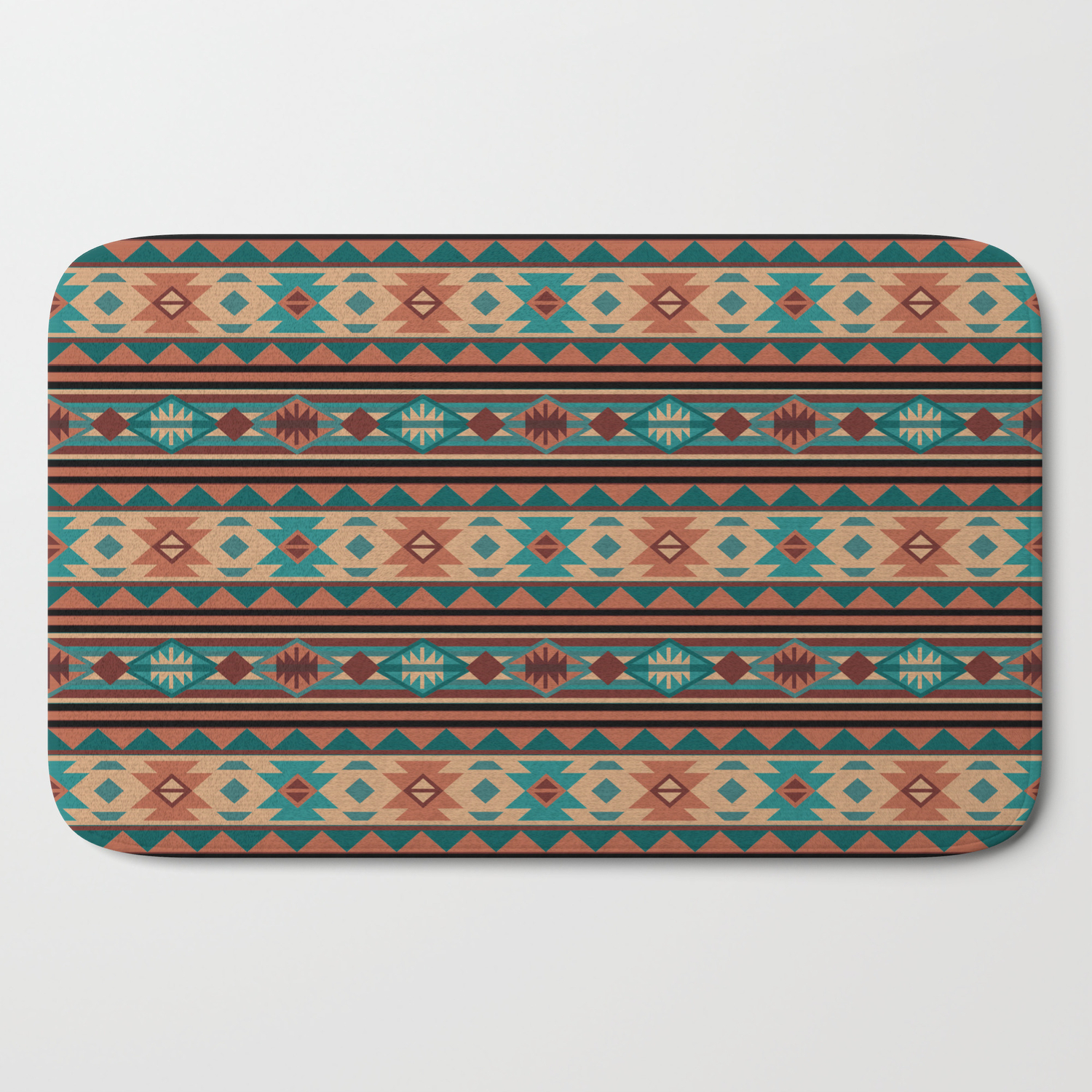 Southwest Design Turquoise Terracotta Bath Mat By Csforest Society6