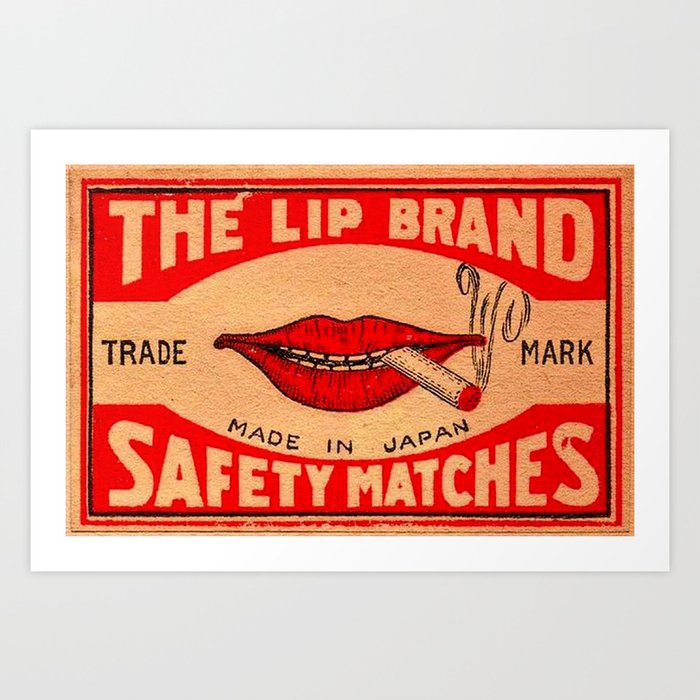 Vintage Japanese Lips Matches Art Print