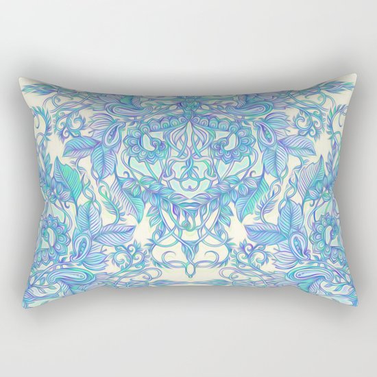 Lilac, Mint & Aqua Art Nouveau Pattern Rectangular Pillow