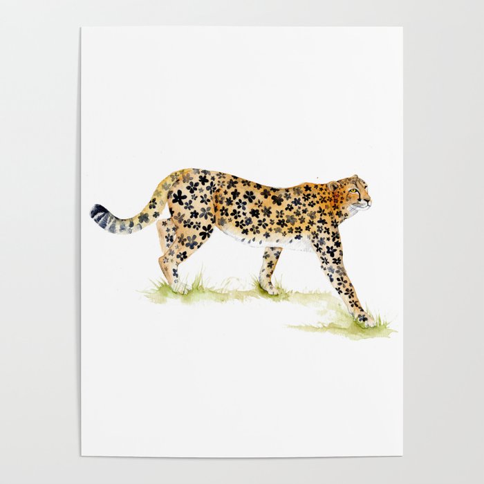 Flower Pattern Cheetah Poster