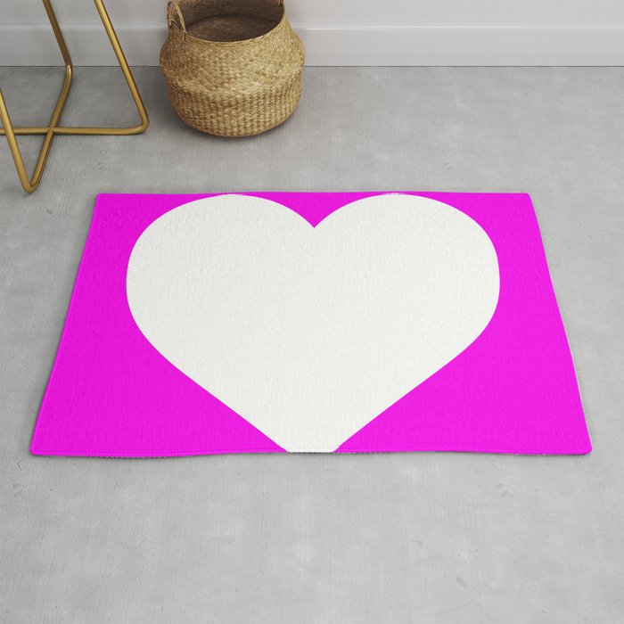 Heart (White & Magenta) Rug