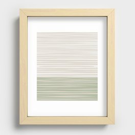 Natural Stripes Modern Minimalist Colour Block Pattern Sage Green Almond Beige Recessed Framed Print