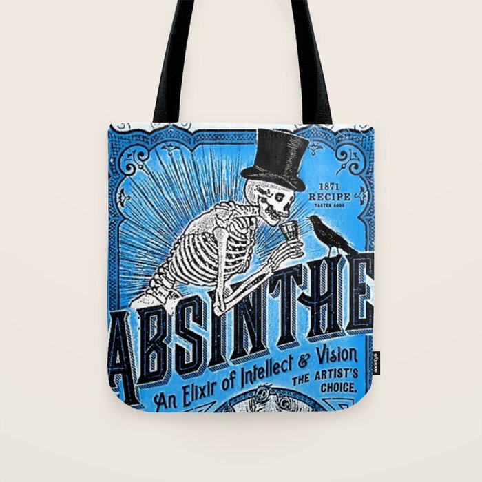 Vintage 1871 Absinthe Blue Liquor Skeleton Elixir Aperitif Cocktail