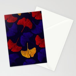 Red, Blue & Blue Color Leaves Pattern Design  Stationery Card