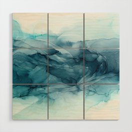 Calming Blue Ocean Flows Abstract Painting Wood Wall Art