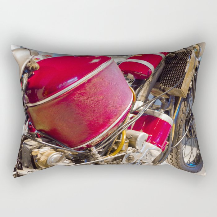 Red Vintage Motorcycle Rectangular Pillow