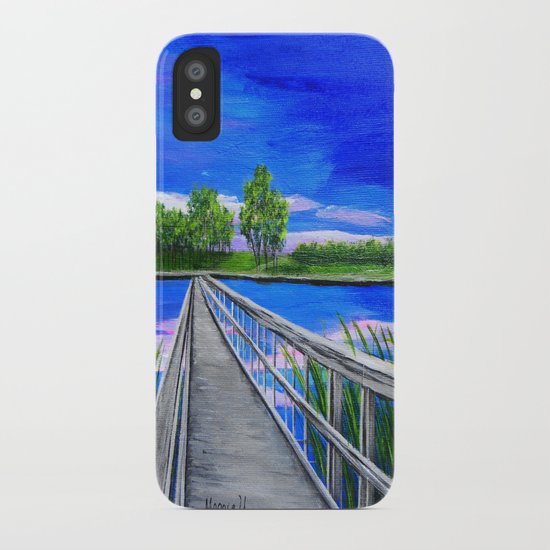 Walking bridge on the lake iPhone Case
