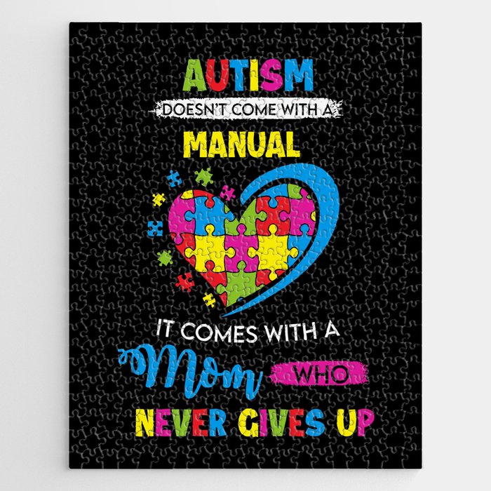 Mom Never Gives Up Autism Awareness Jigsaw Puzzle