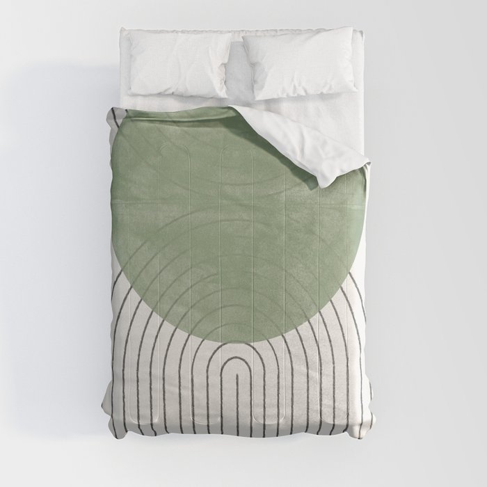 Mid century Green Moon Shape  Comforter