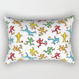 Soccer players doodle pattern. Digital Illustration Background Rectangular Pillow