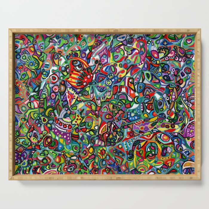 Wiii...colorful explosion, live, power, cuteness, sweet abstract doodle LOVE psychedelic, colorful d Serving Tray