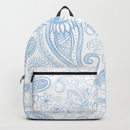 Classy Blue Glitter Paisley Floral White Pattern Backpack
