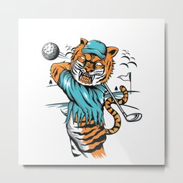Tiger golfer WITH cap Metal Print