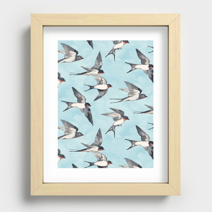 Blue Sky Swallow Flight Recessed Framed Print