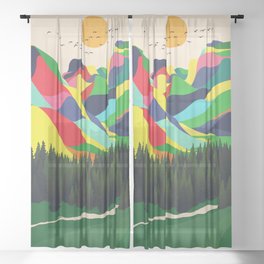 Colorful Mountains Ranges II Sheer Curtain