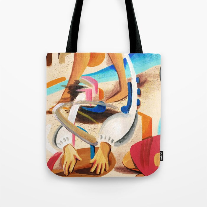At the Beach Abstract Composition Paiting Drawing Tote Bag