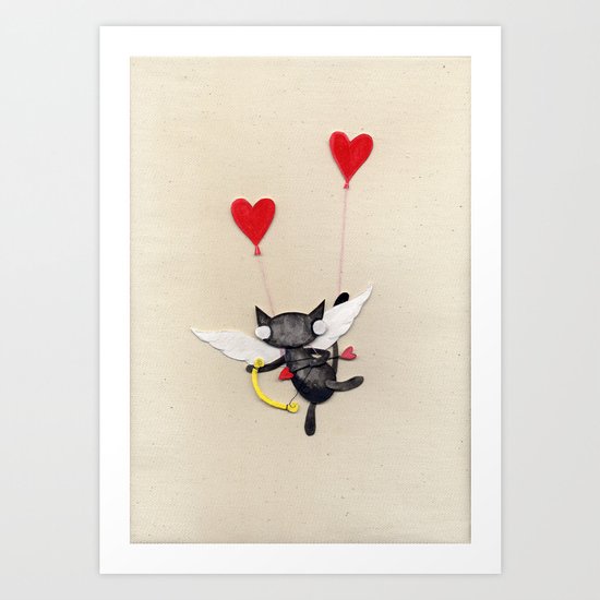 Zombie Kitty Plays Cupid Art Print