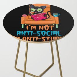 Cat Anti Stupid Book Lover Book Reading Bookworm Side Table