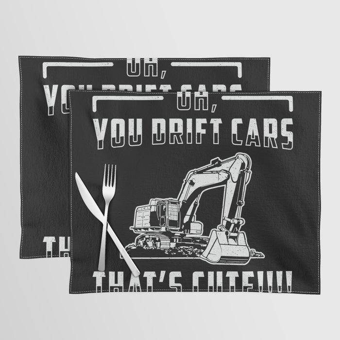 Excavator Drift Cars Cute Dig Construction Worker Placemat