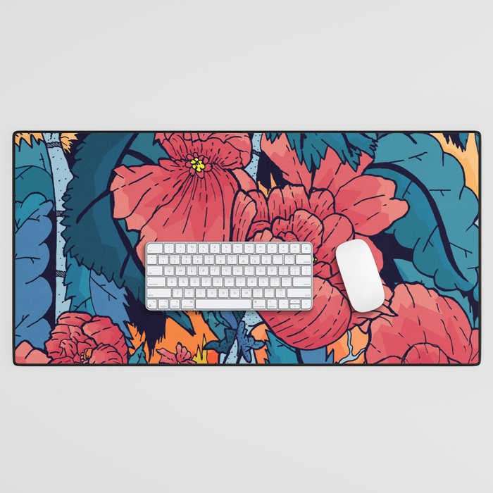 The Red Flowers Desk Mat