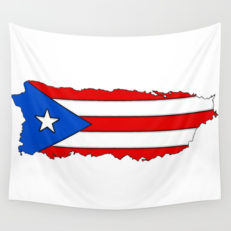 Puerto Rico Map With Puerto Rican Flag Wall Tapestry By Havocgirl Society6
