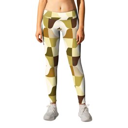 Whale Song Midcentury Modern Arcs Green Gold Leggings