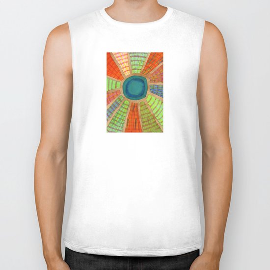 Blue radiating Sun Biker Tank