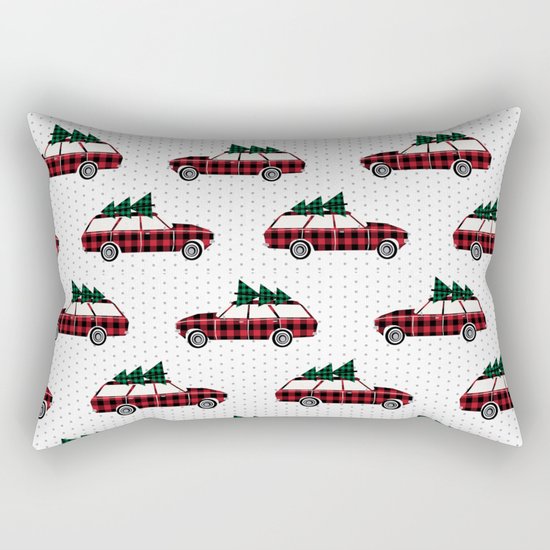 Christmas station wagon estate car holiday winter vacation vintage cars Rectangular Pillow