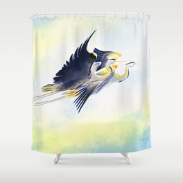 Flying Together 2 - Great Blue Heron Shower Curtain