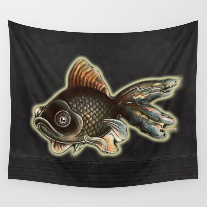 Black moor fish Wall Tapestry
