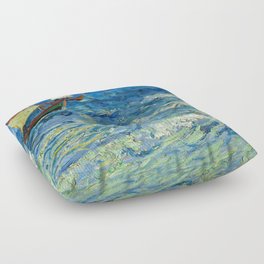 The Sea at Saintes-Maries, 1888 by Vincent van Gogh Floor Pillow