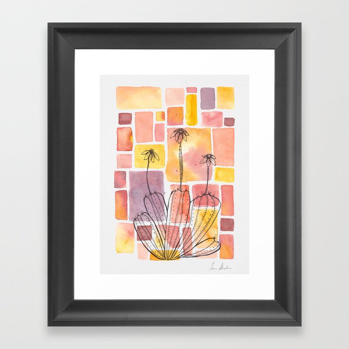 Cactus Line Art Framed Art Print
