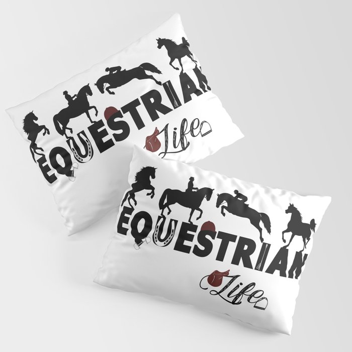 Equestrian Life in Black Pillow Sham