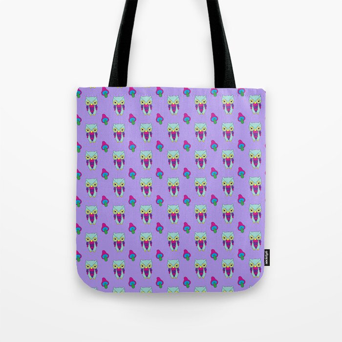 Psychedelic Woodland Mint Owl Tote Bag