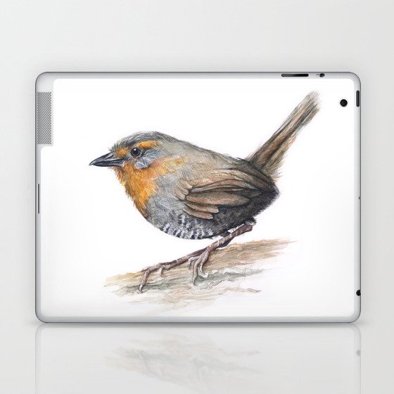 Chucao Bird Watercolor Animal Portrait Laptop & iPad Skin