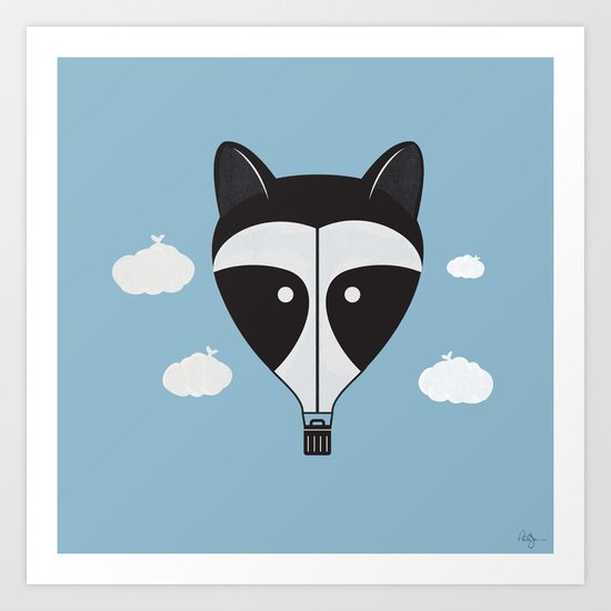 Hot Air Raccoon Art Print