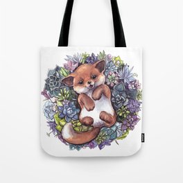 fox in succlents Tote Bag