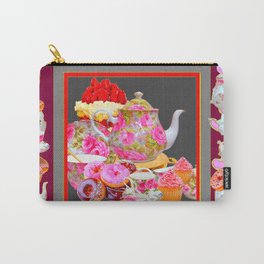 AFTERNOON TEA PARTY  & PASTRY  DESSERTS Carry-All Pouch | Pastry, Colored Pencil, Vintage, Pattern, Drawing, Pinkcolor, Foodart, Cakeart, Deserts, Victoriantea 