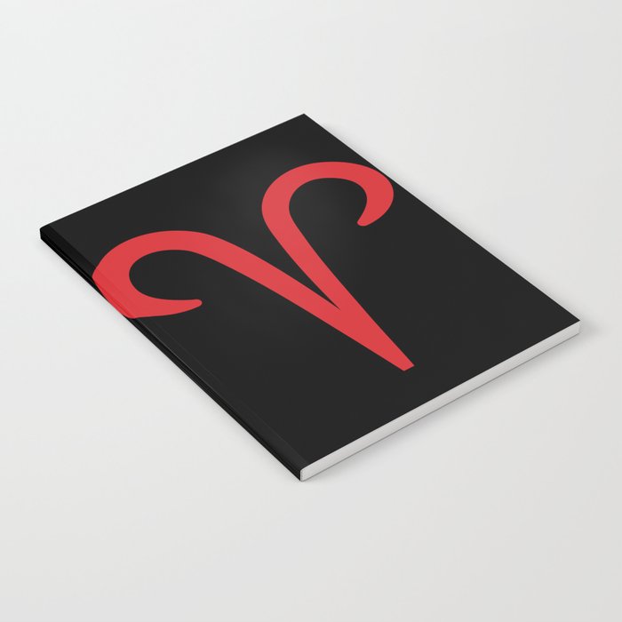 Aries the Ram Zodiac Red on Black Notebook